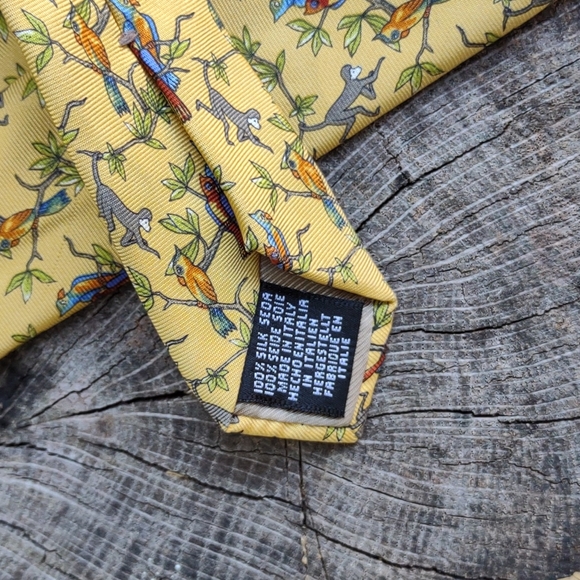 Beaufort Tie Rack vintage monkey and parrot print tie - Picture 4 of 4